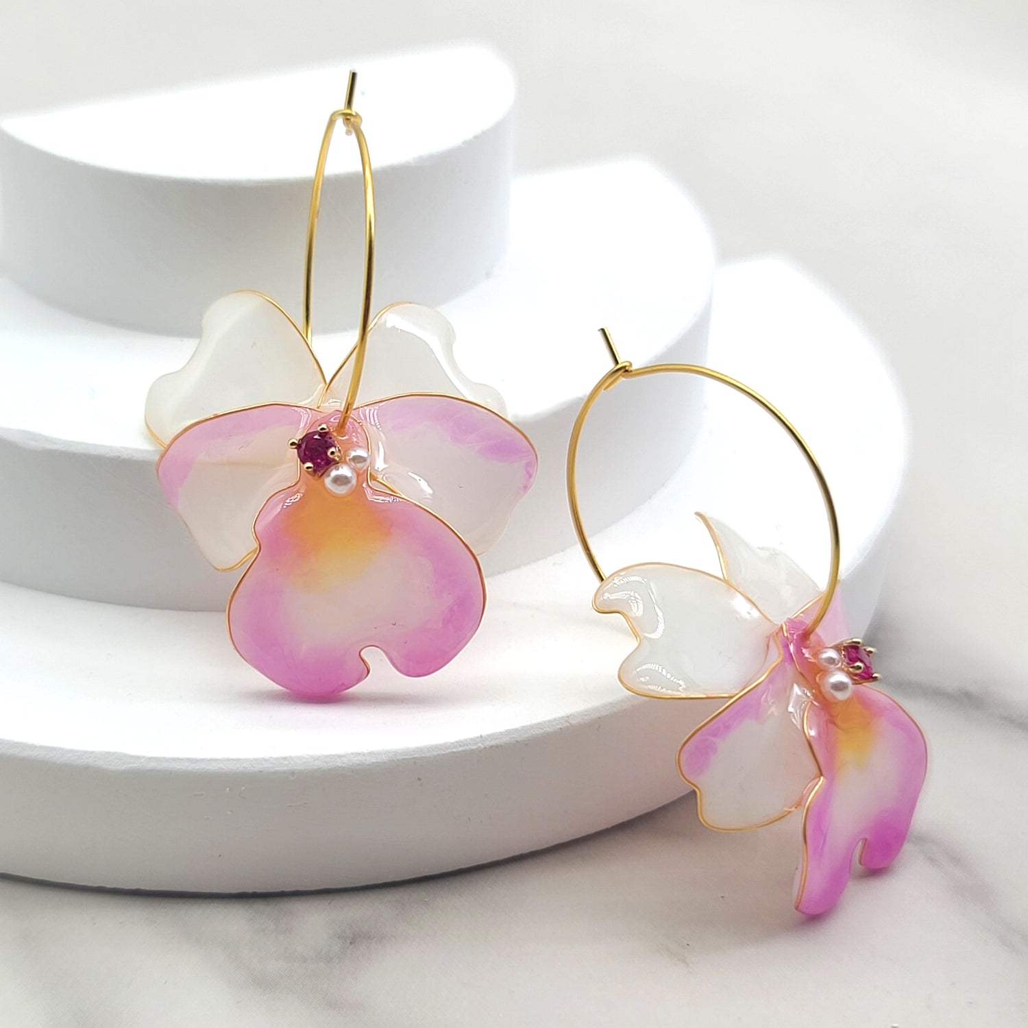 Orchid Hoop Earrings
