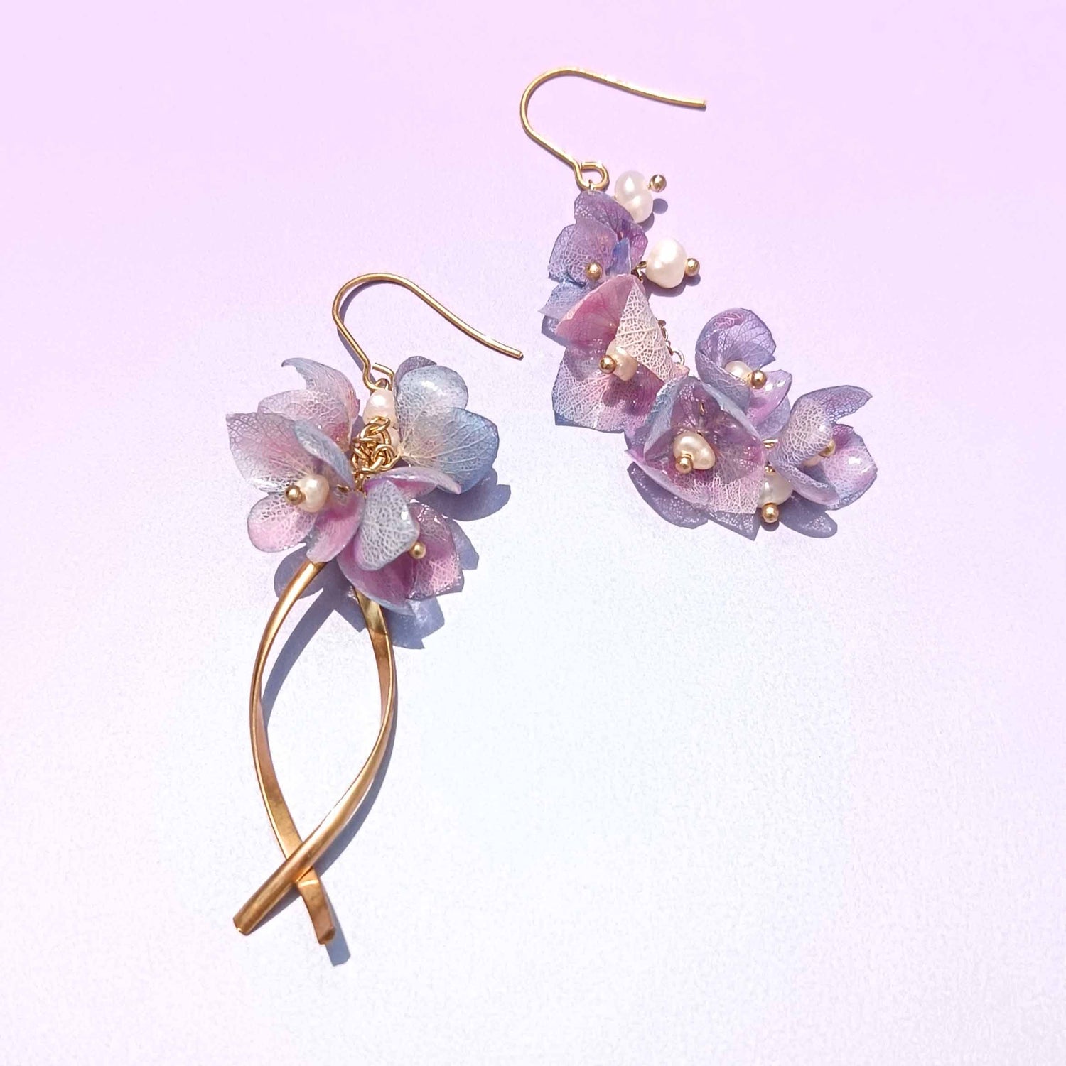 Hydrangea Flower Fresh Water Pearl Earrings