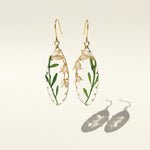 Pair of earrings with floral design on a light background