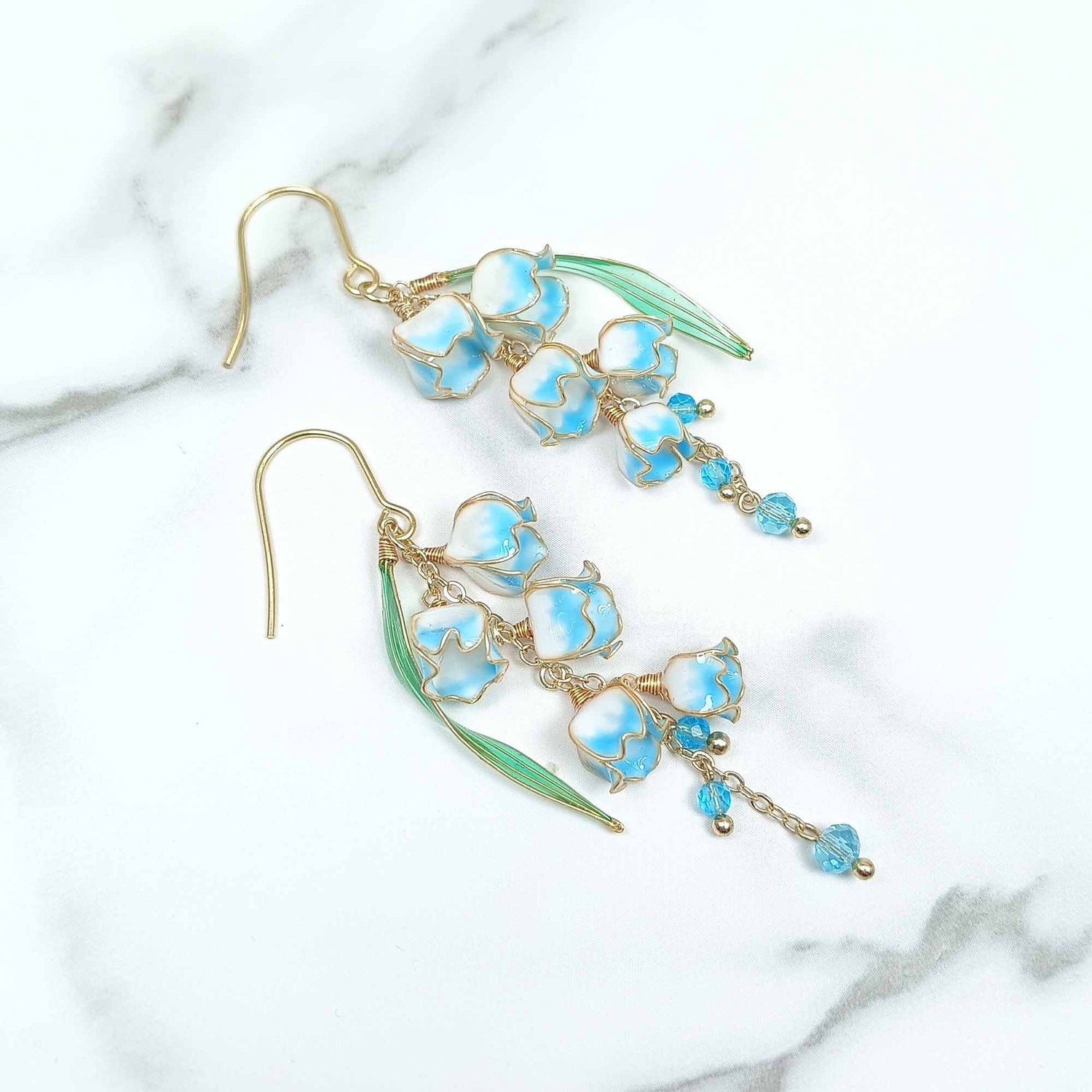 Handpainted Lily of the Valley Earrings