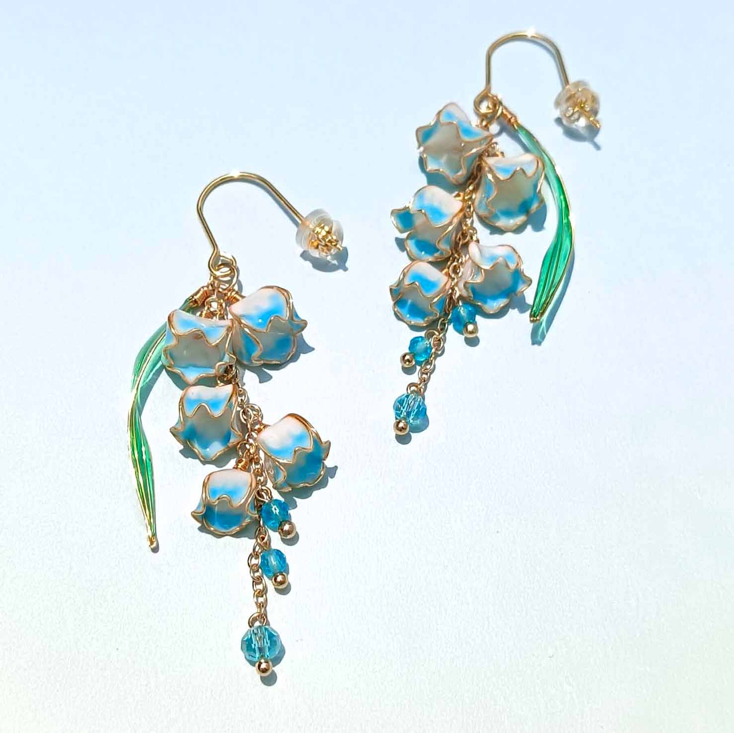 Handpainted Lily of the Valley Earrings