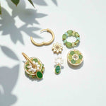 Interchangeable cloisonné earring components with pearls and beads