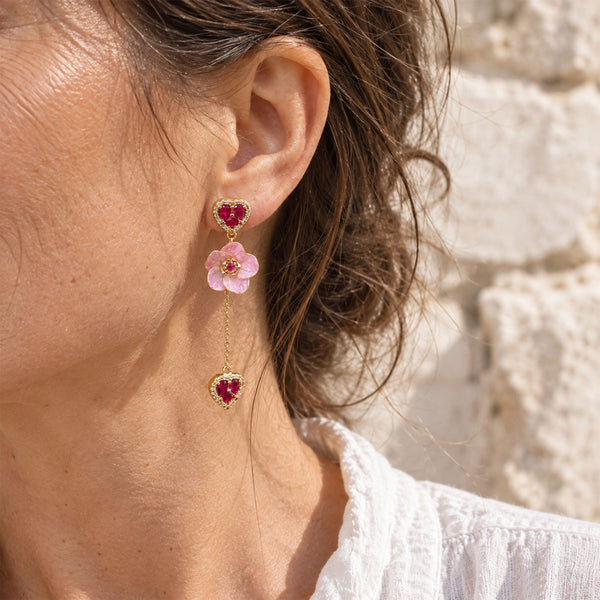 Sakura Heart Drop Earrings
