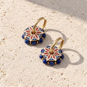 Lapis & Cloisonné Convertible Hoops