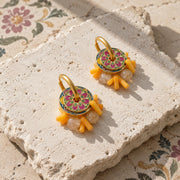 Citrine & Coral Convertible Earrings