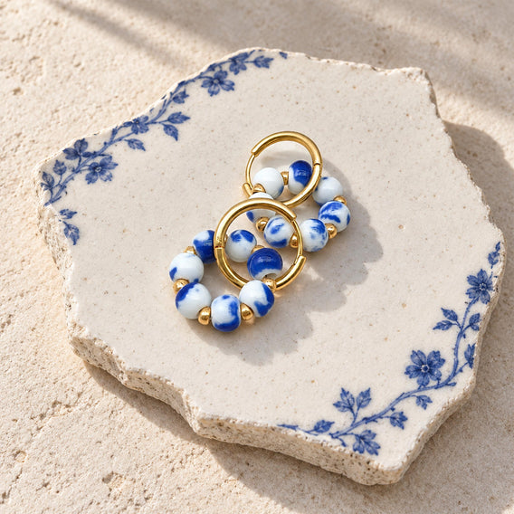 Lapis Tulip Convertible Hoops