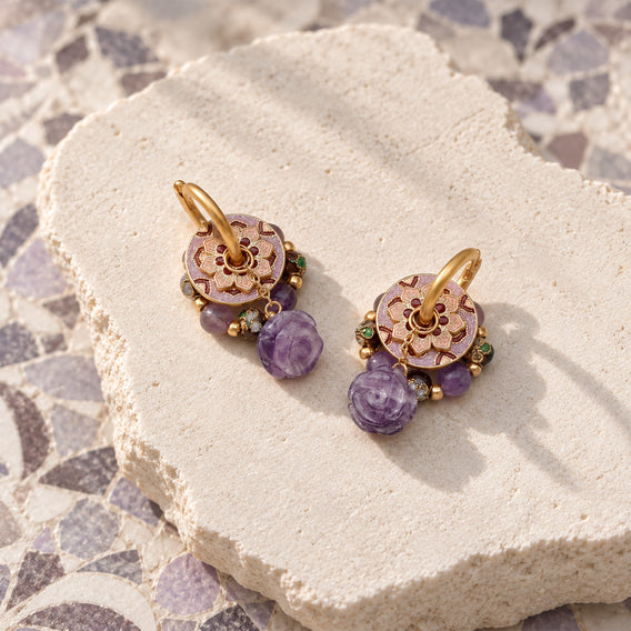 Amethyst Rose Convertible Hoops