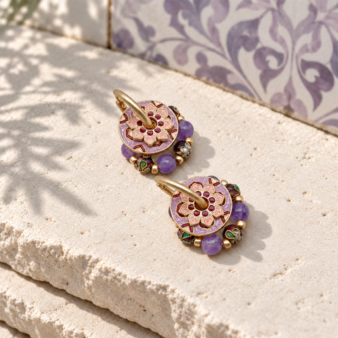 Amethyst Rose Convertible Hoops