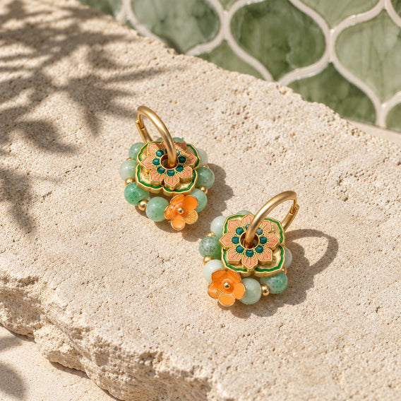 Green Agate Convertible Earrings