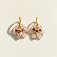 Pink Quartz & Garnet Hoops