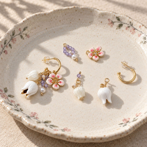 Amethyst Lily of the Valley Hoops