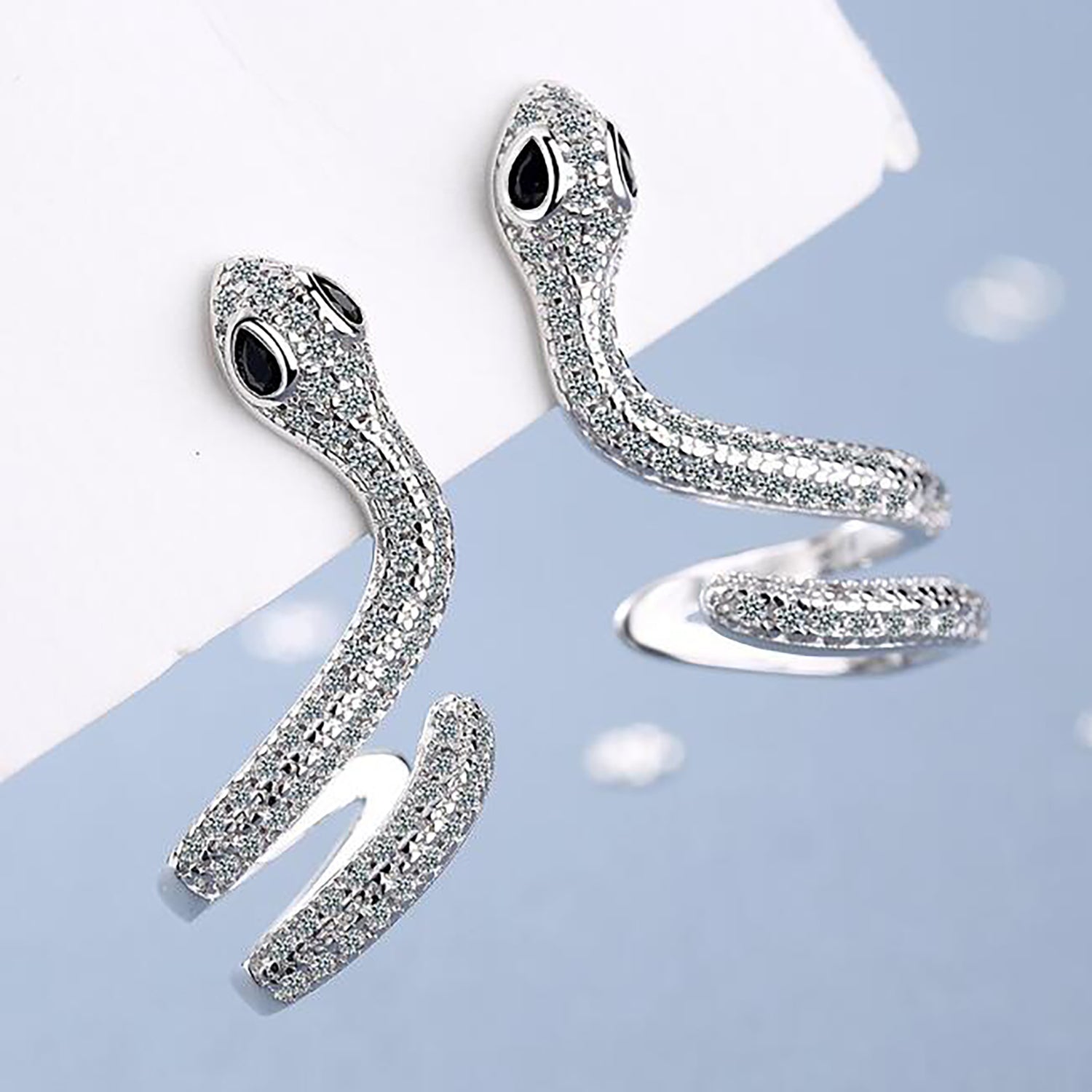Silver Snake Ear Wrap Earrings