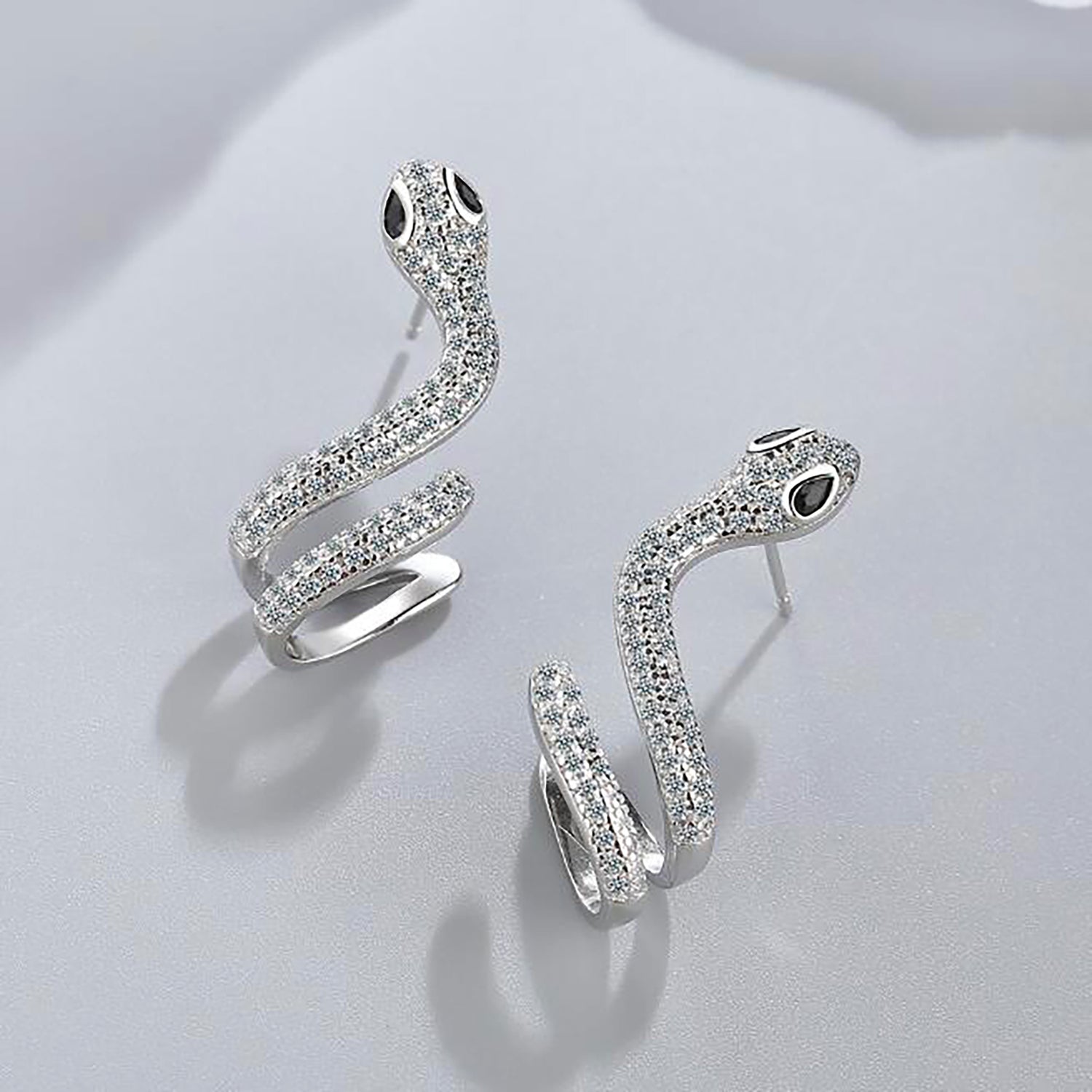 Silver Snake Ear Wrap Earrings