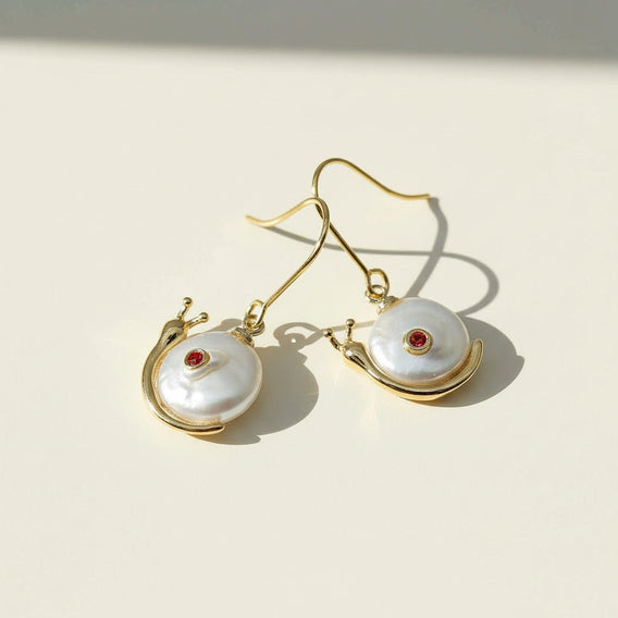 Birthstone Snail Earrings