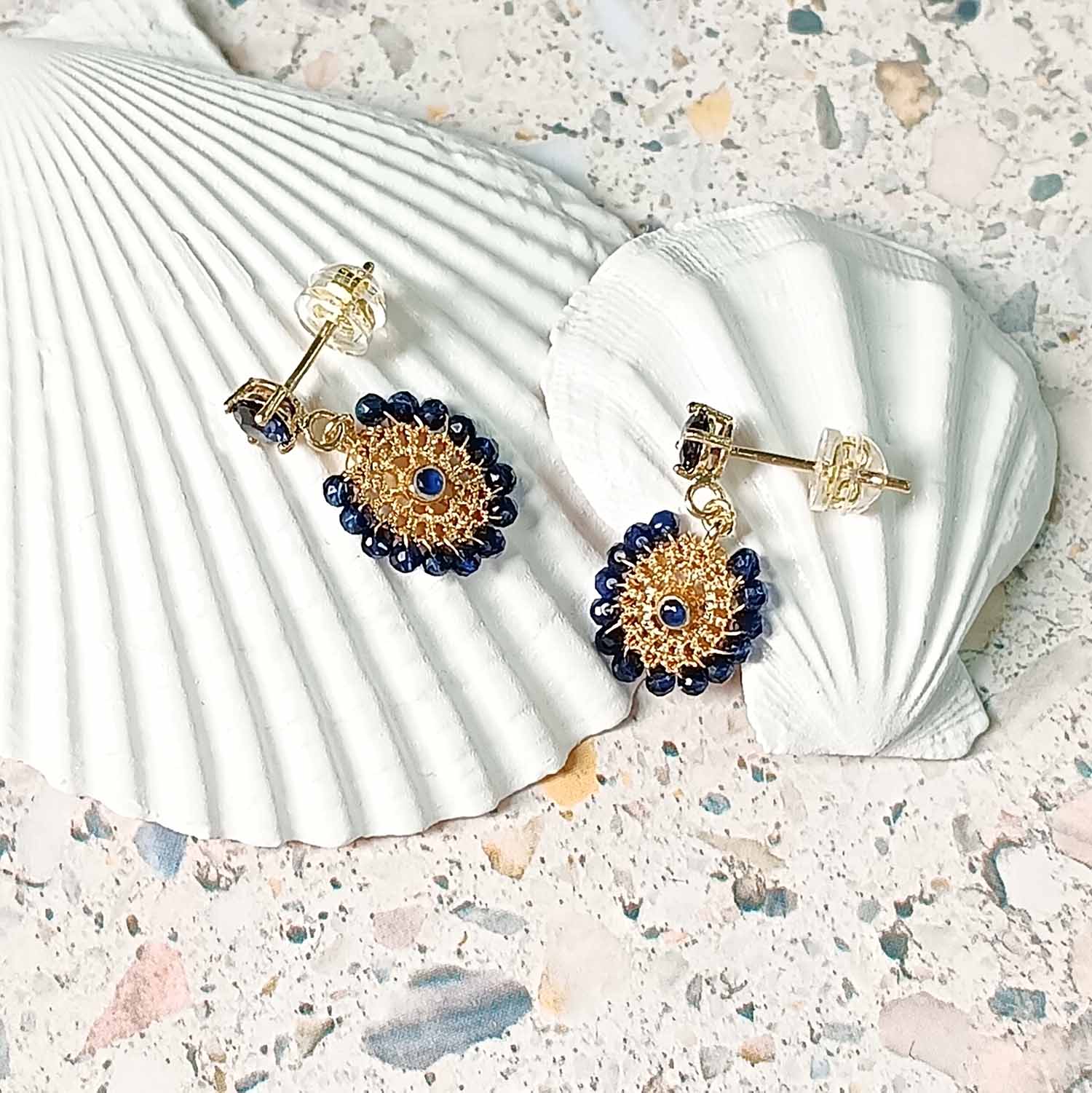 Hand-Woven Birthstone Drop Earrings – Gold-Plated with Glass Beads