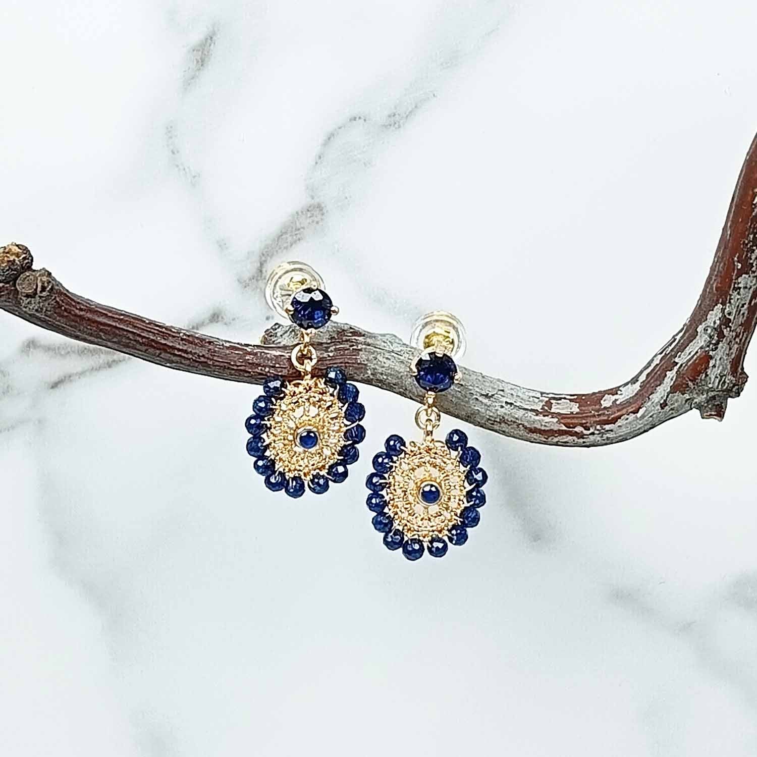 Hand-Woven Birthstone Drop Earrings – Gold-Plated with Glass Beads