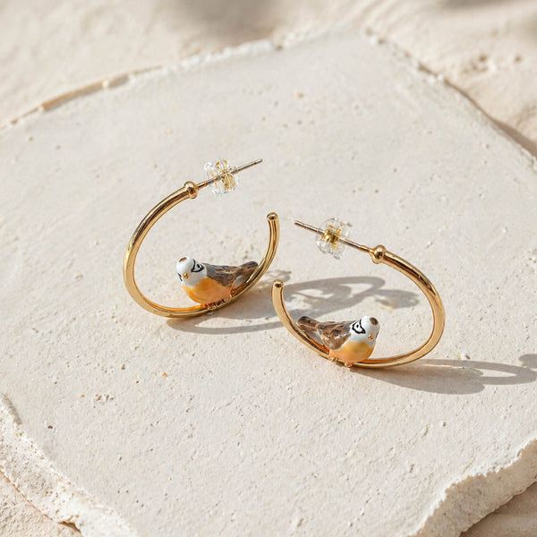 Enamel Bird Hoops