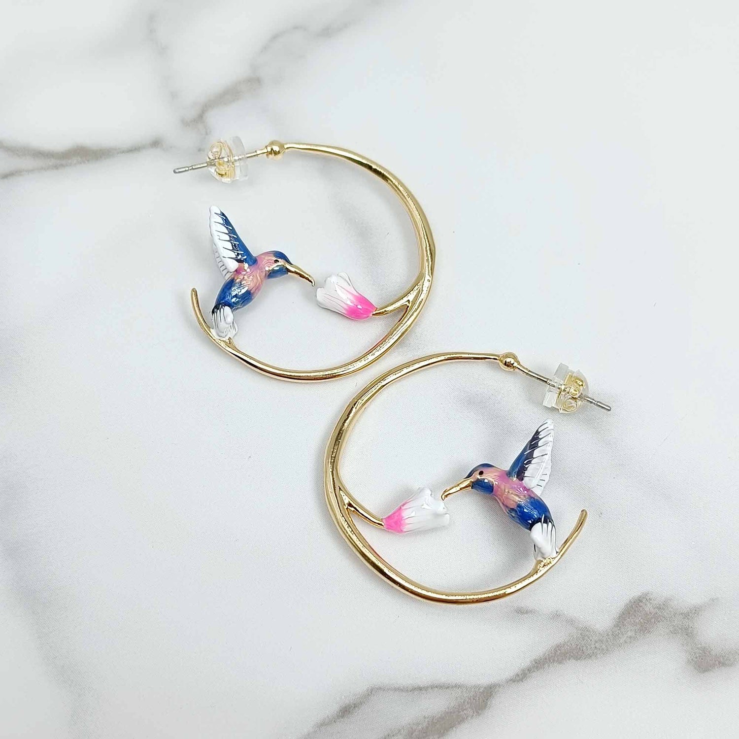 Humming Bird Hoop Earrings