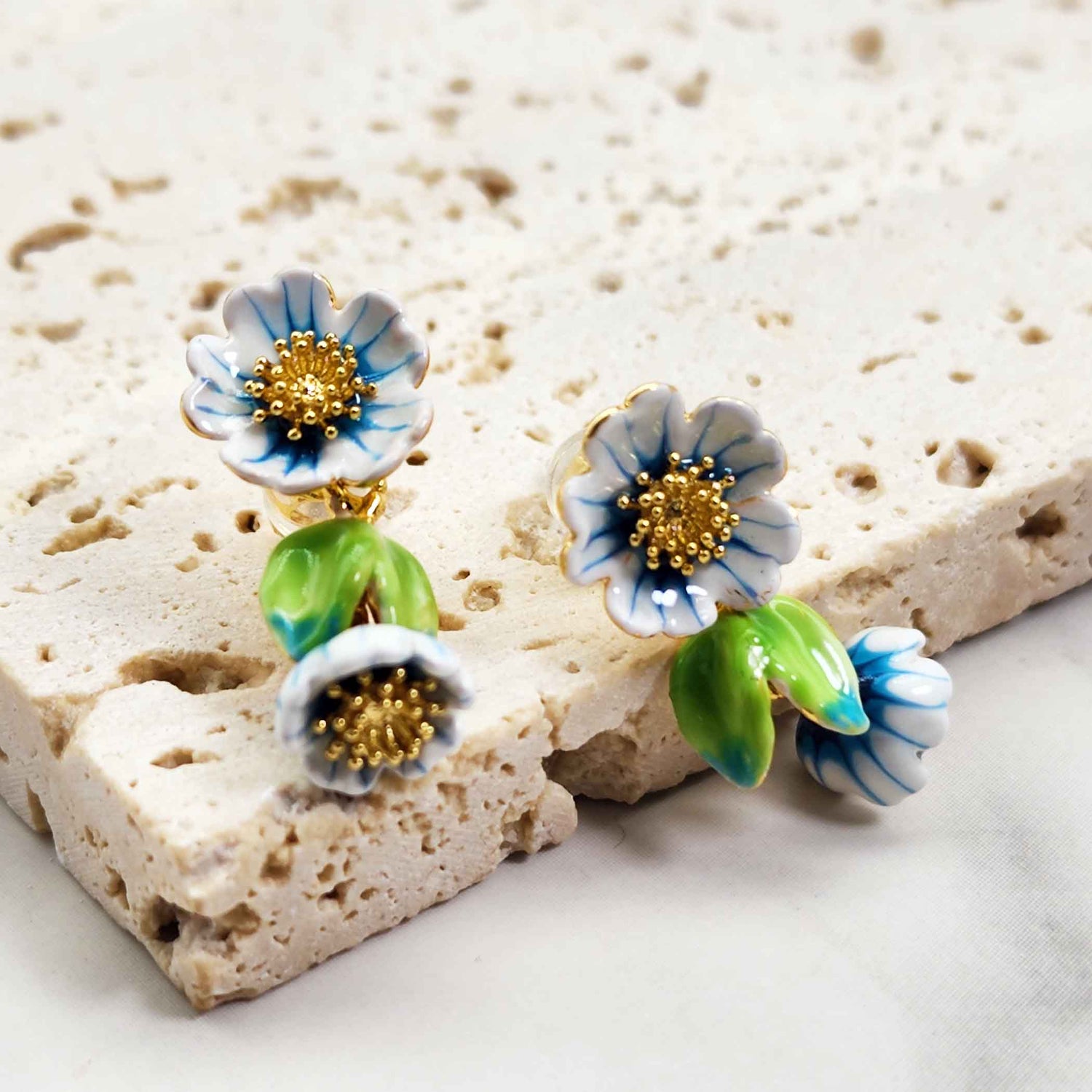 Blue Bell Flower Dangle Earrings