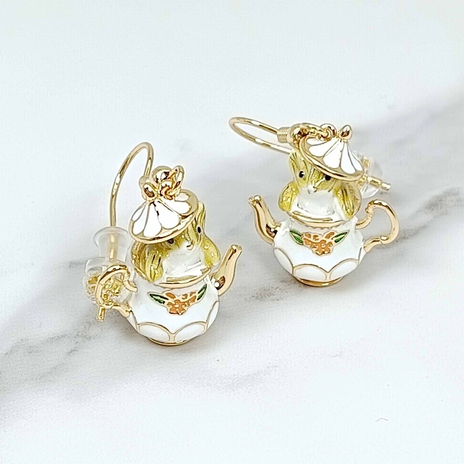 Mouse Teapot Dangle Earrings, Hamster Earrings