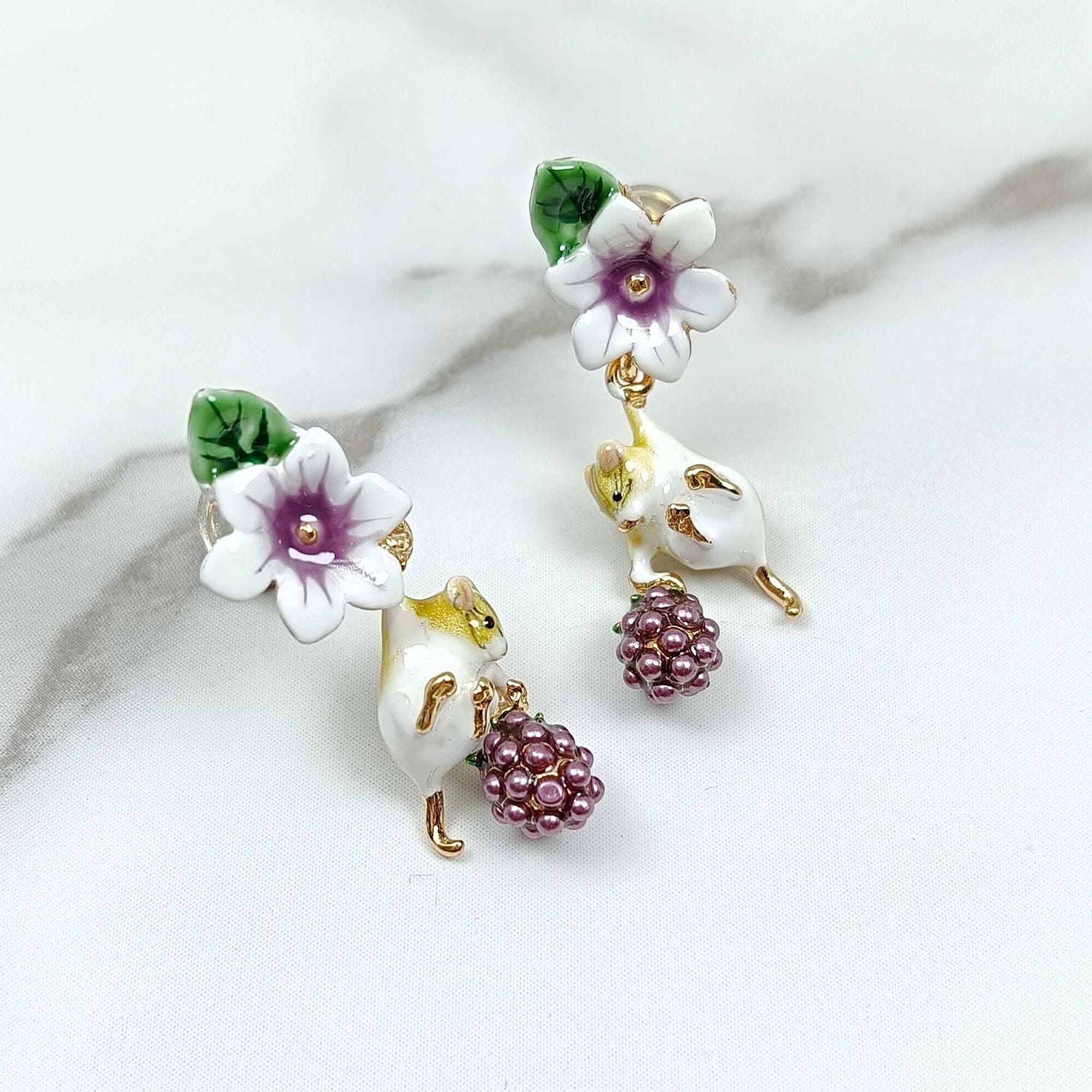 Cute Blackberry and Mouse Earrings