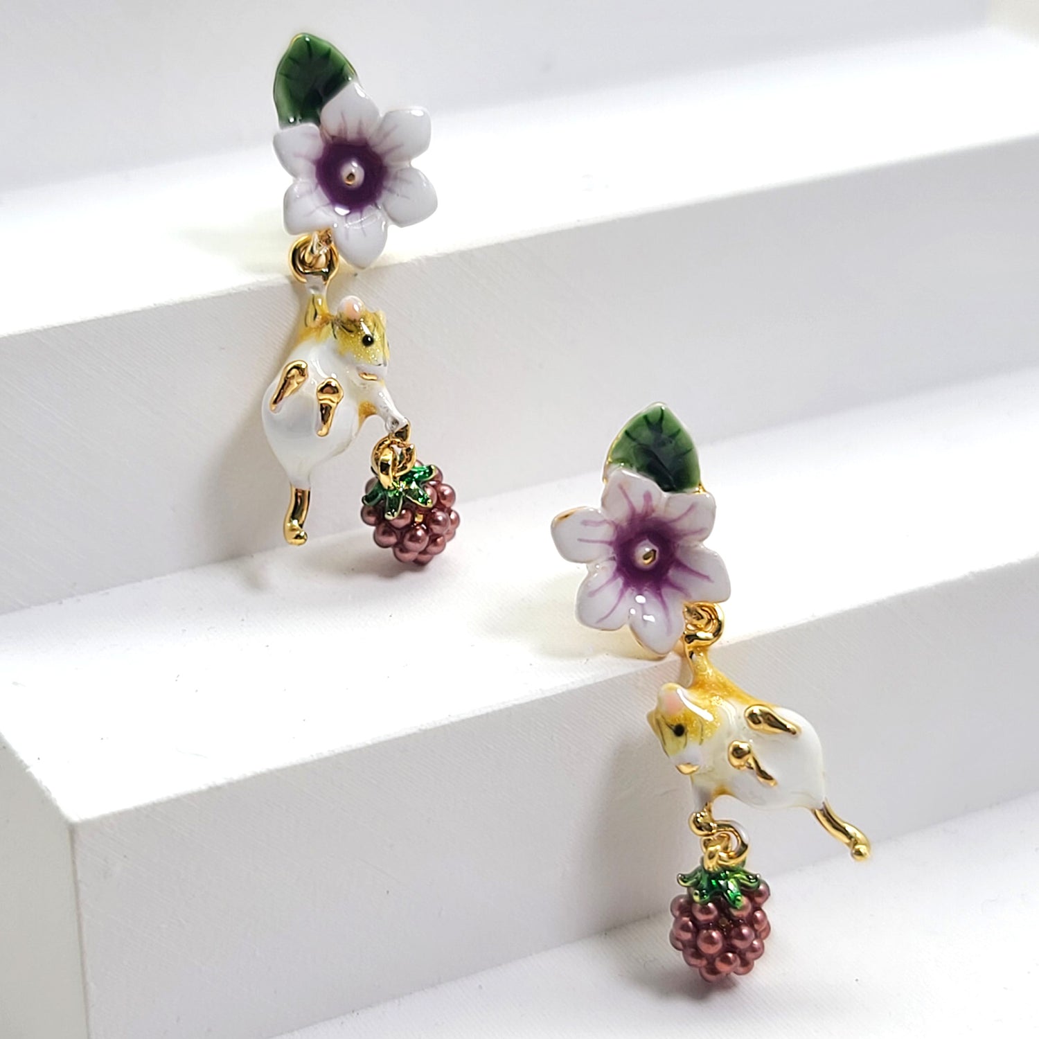 Cute Blackberry and Mouse Earrings