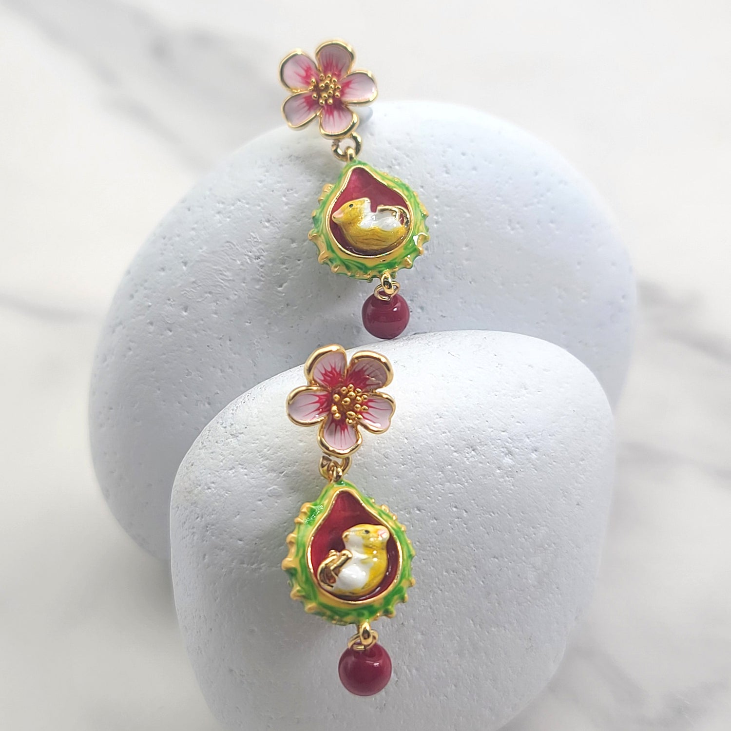 Conker Mouse Drop Enamel Earrings
