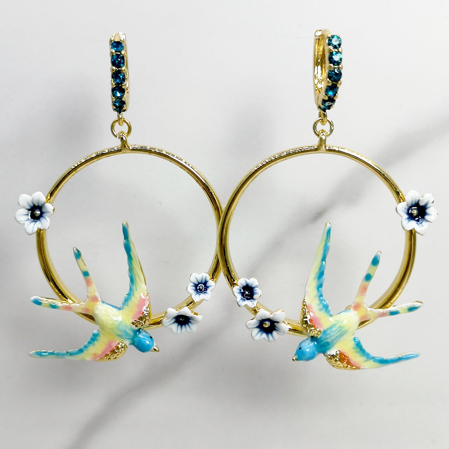 Blue Sparrow Earrings, Blue Bird