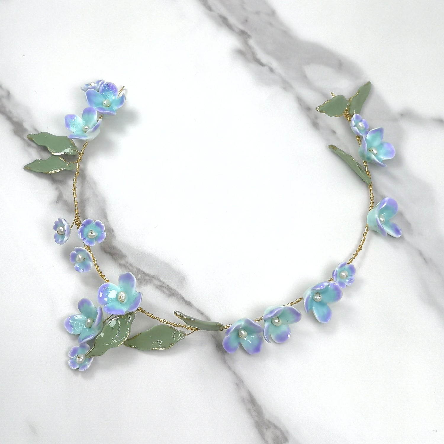 Bridal Handpainted Porcelain Hydragena Flower Headpiece
