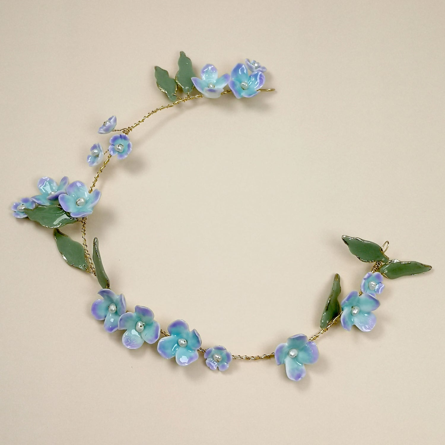 Bridal Handpainted Porcelain Hydragena Flower Headpiece