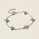 Lab-grown moissanite flower bracelet with 3mm stones and delicate chain