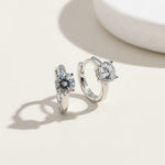 Pair of 0.5ct round brilliant moissanite hoops in platinum-plated sterling silver