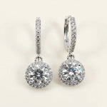 Sterling silver halo hoop earrings with 2ct lab-grown diamonds and pavé accents