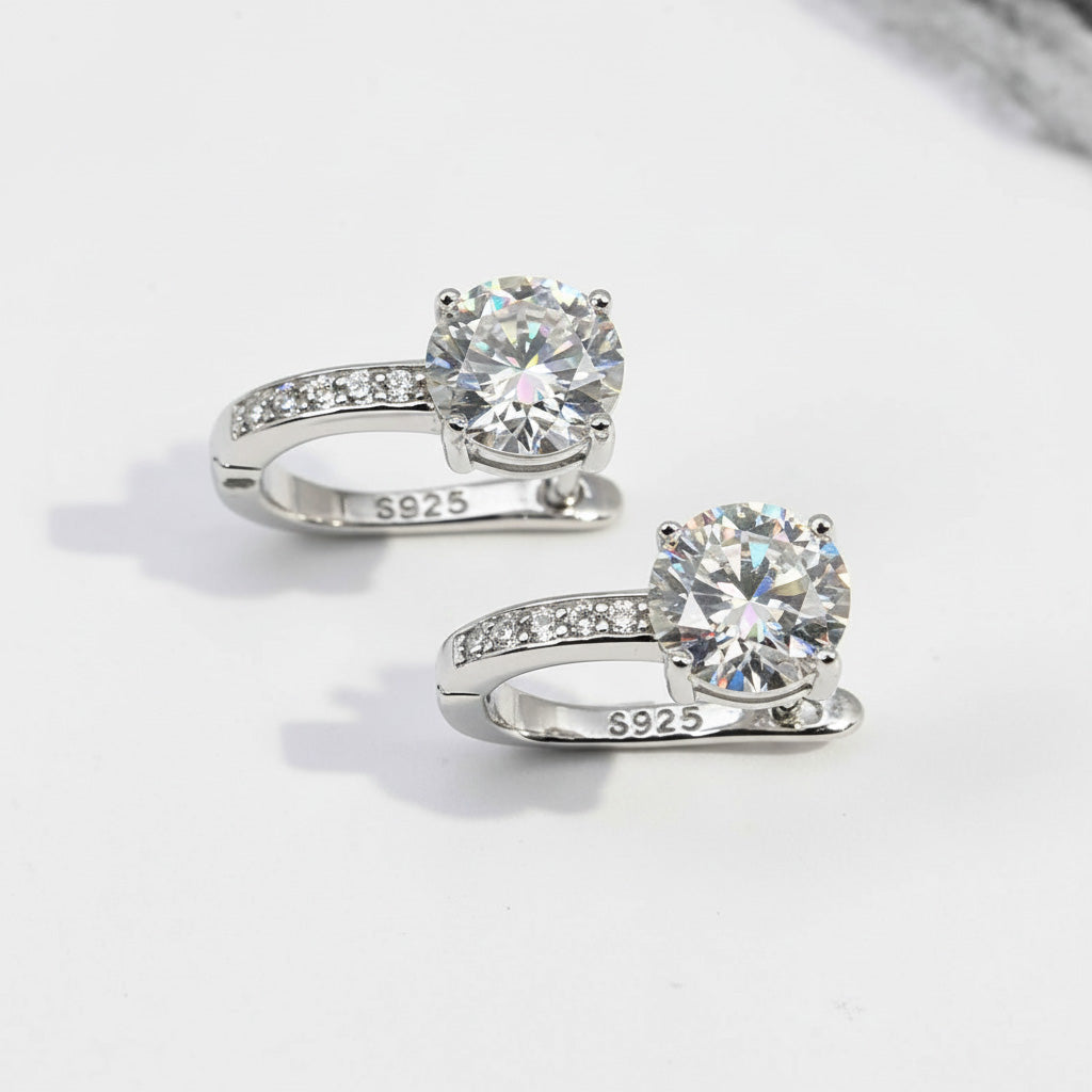 Sterling silver hoop earrings with 2ct lab-grown diamonds and pavé accents