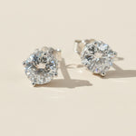 Sterling silver 2ct lab-grown diamond stud earrings with classic 4-prong setting