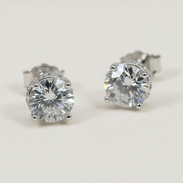 Front view of 2ct lab-grown diamond earrings, timeless solitaire design