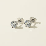 Sterling silver stud earrings with 1ct lab-grown diamonds in classic 6-prong setting