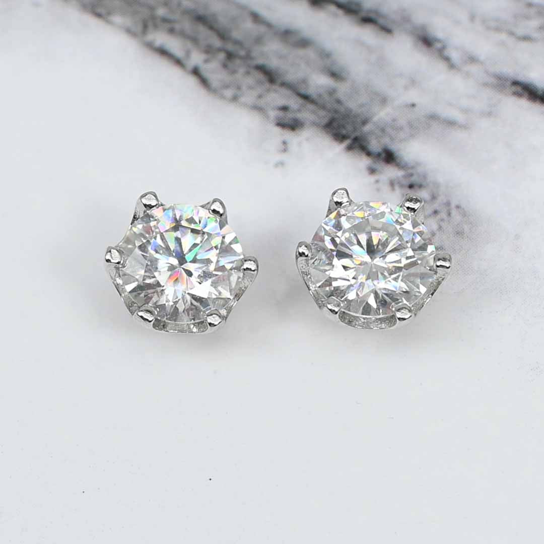 Brilliant 2.0ct Lab Grown Moissanite Stud Earrings – Platinum Plated Sterling Silver