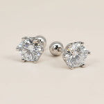 Round-cut 1.0 ct lab-grown moissanite stud earrings in platinum-plated sterling silver mount