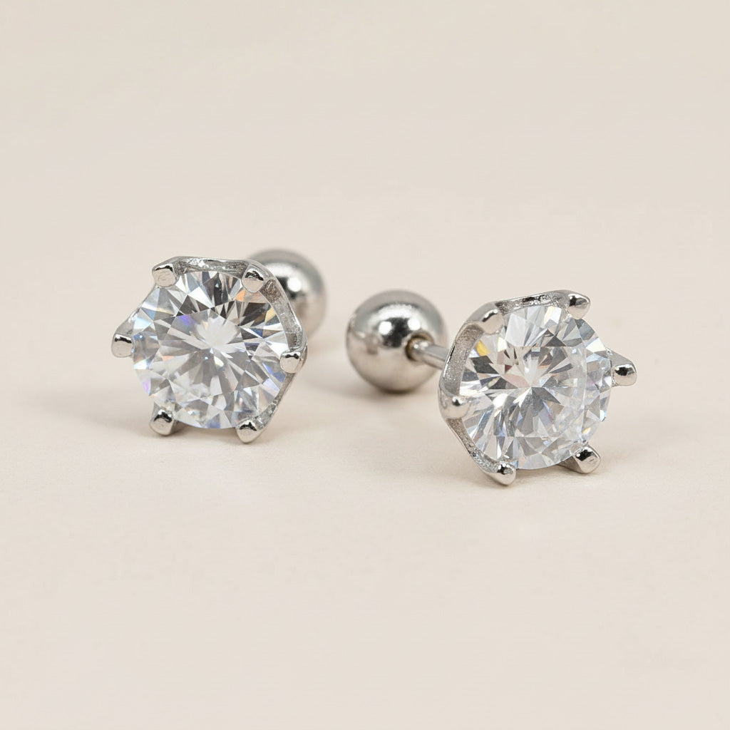 Round-cut 1.0 ct lab-grown moissanite stud earrings in platinum-plated sterling silver mount