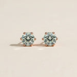 Rose gold moissanite diamond stud earrings, D/VVS1 clarity, elegant fine jewelry