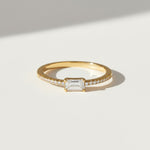 front view emerald cut moissanite ring silver ring plated gold with pave stone