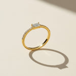 side view emerald cut moissanite ring silver ring plated gold minimalist design