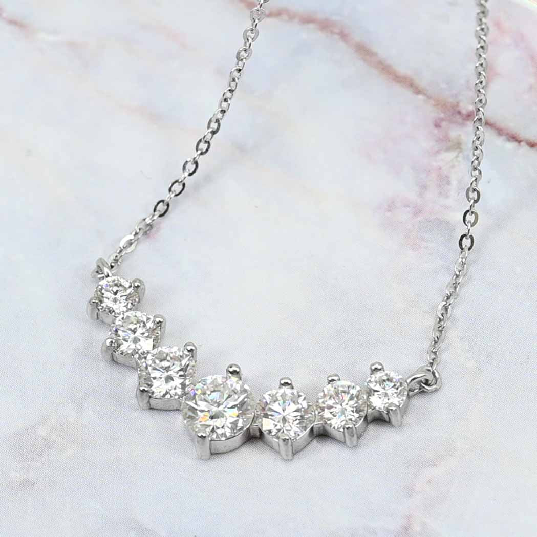 Sterling Silver Brilliant Cut Lab Grown Moissanite Diamond Pendant Necklace