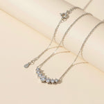 Sterling silver moissanite bar necklace with adjustable chain and secure clasp closure