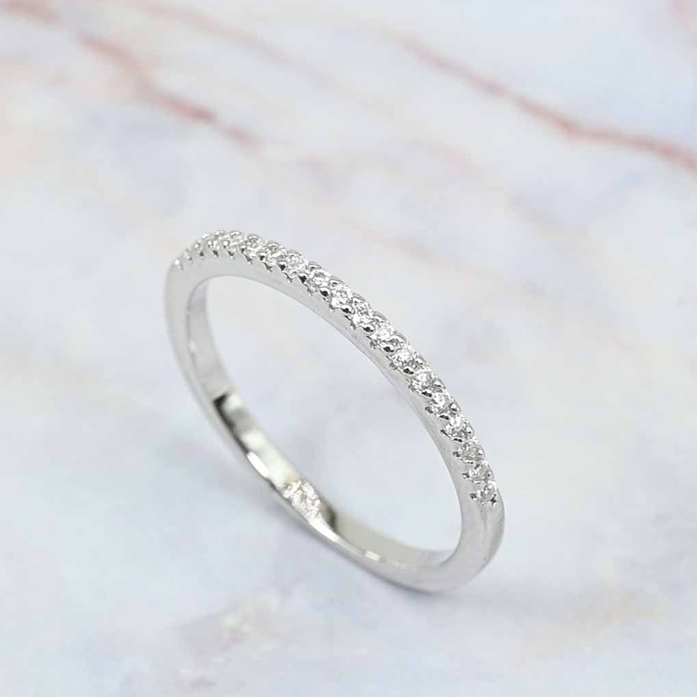 Sterling Silver Brilliant Cut Lab Grown Diamond Claw Set Eternity Band 0.50ct , S925 Moissanite  Ring