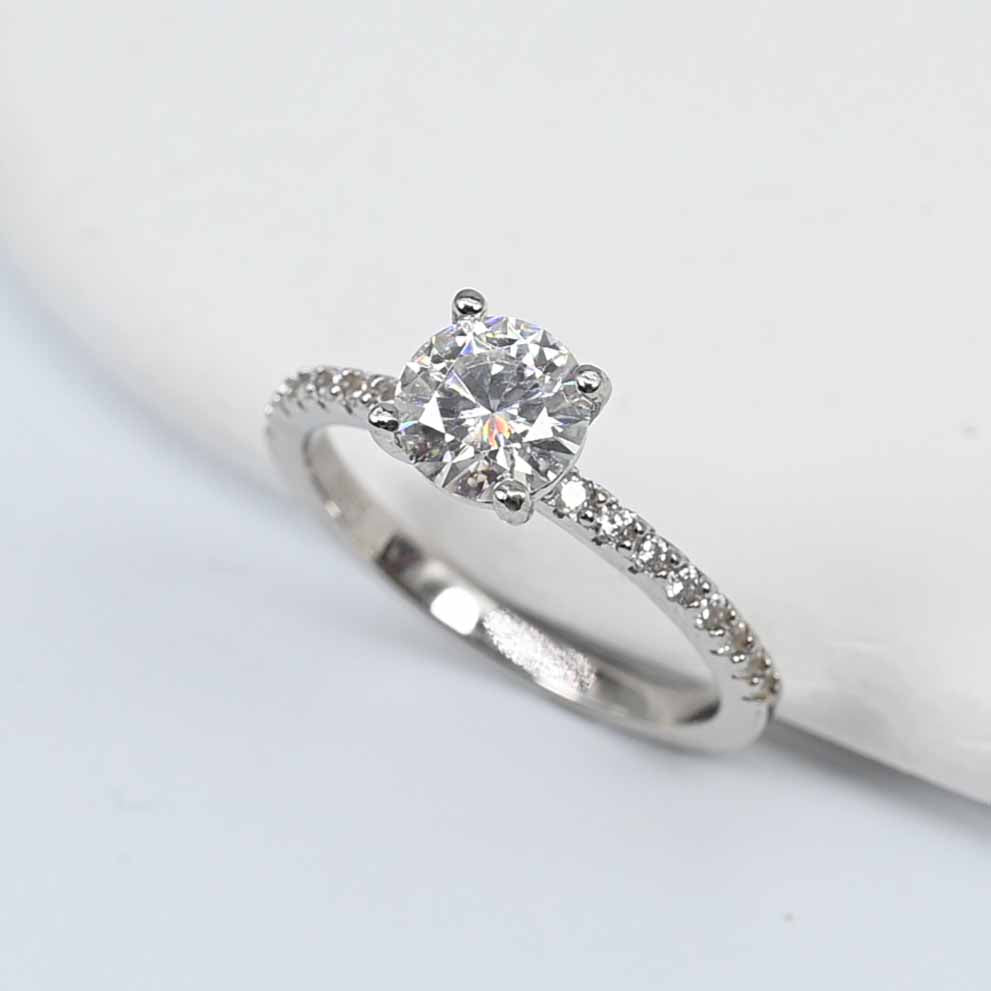 Sterling Silver Brilliant Cut Round Lab Grown Diamond Ring