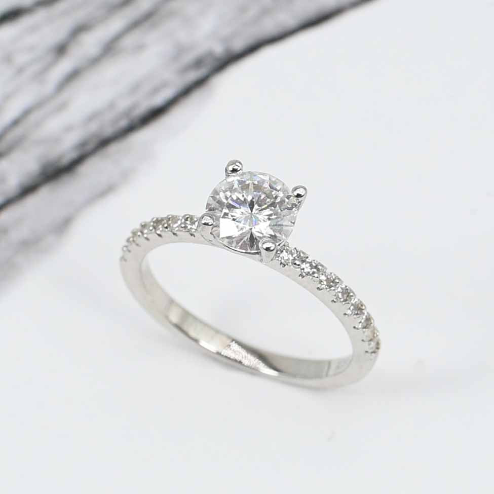 Sterling Silver Brilliant Cut Round Lab Grown Diamond Ring