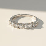 Sterling silver eternity band with seven brilliant-cut lab-grown diamonds in claw settings, 0.7ct total weight