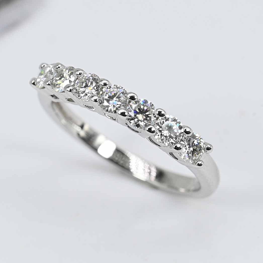 Sterling Silver Brilliant Cut Lab Grown Diamond Claw Set Eternity Band 0.70ct , S925 Moissanite Ring